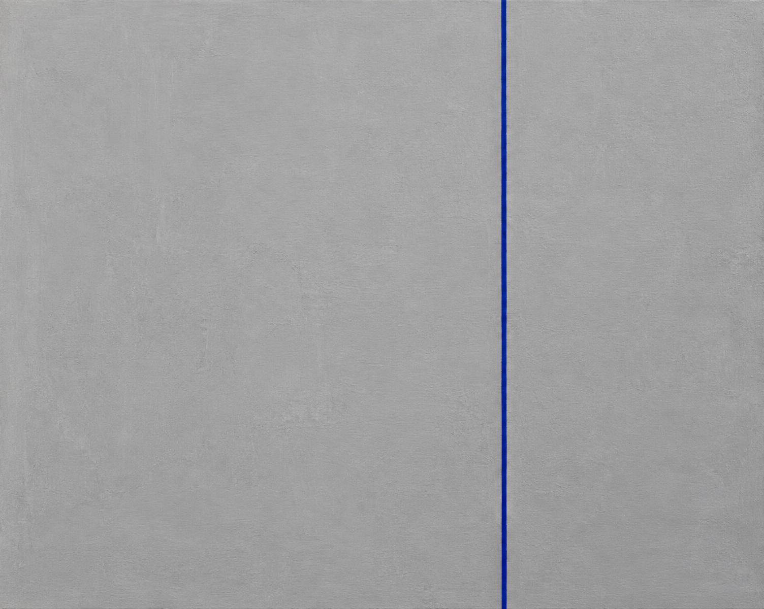 Grey field with a fine cobalt vertical line
